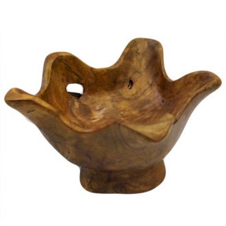 fantastic hand-carved, unique artisan Small Round TEAK ROOT Bowl 12 cm x 15cm Wonkey Donkey Bazaar