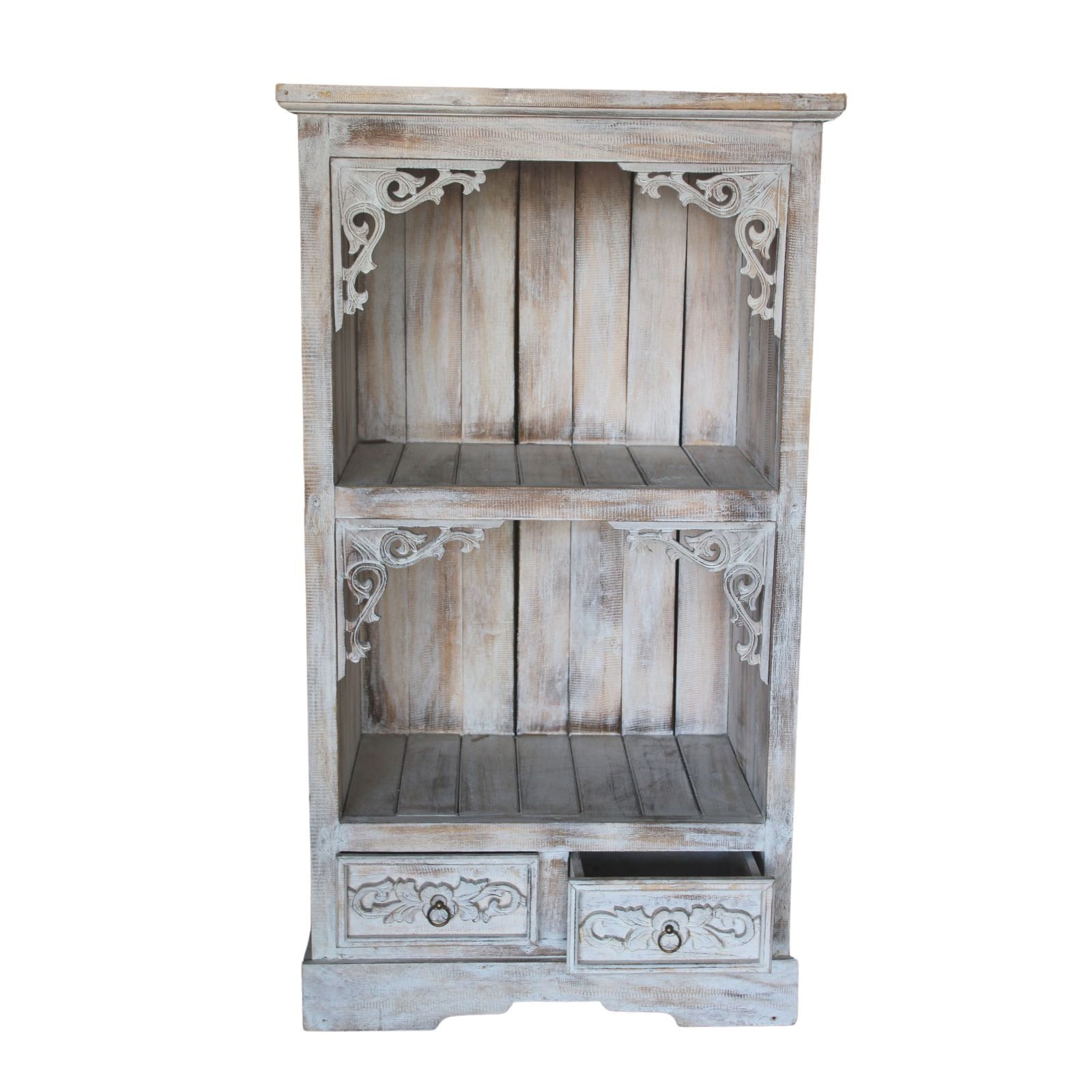 Albasia Bathroom Cabinets-whitewashed hand carved, exquisite detailing-oerfect for any room-Dimensions: H - 120cm; W - 66.7cm; D - 40cm. Wonkey Donkey Bazaar