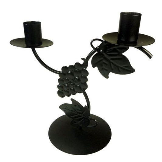 Black Twin Grape Design Candle Holder =halloween special Wonkey Donkey Bazaar