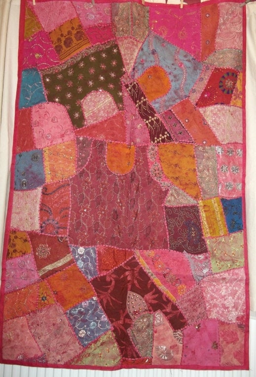 Exquisite Vintage Unique Rajastani Wallhanging. Hand-crafted, recycled, hand-designed. Each panel is a unique work of art. Wonkey Donkey Bazaar