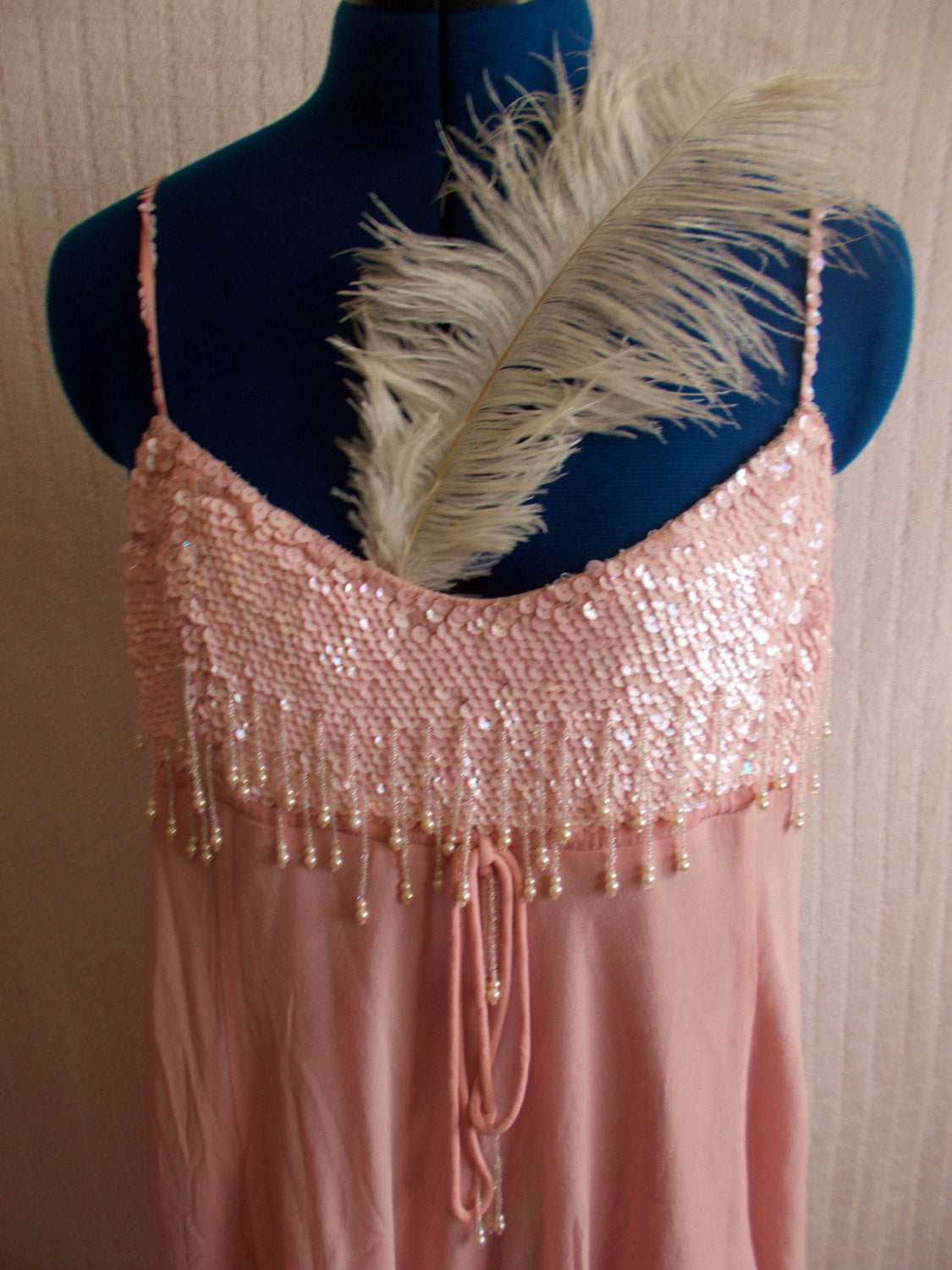 Whistles Vintage Pink Sparkly Beaded Gatsby Style dress Size Uk 14. Charleston, Bugsy Malone, Gatsby style dress. Wonkey Donkey Bazaar