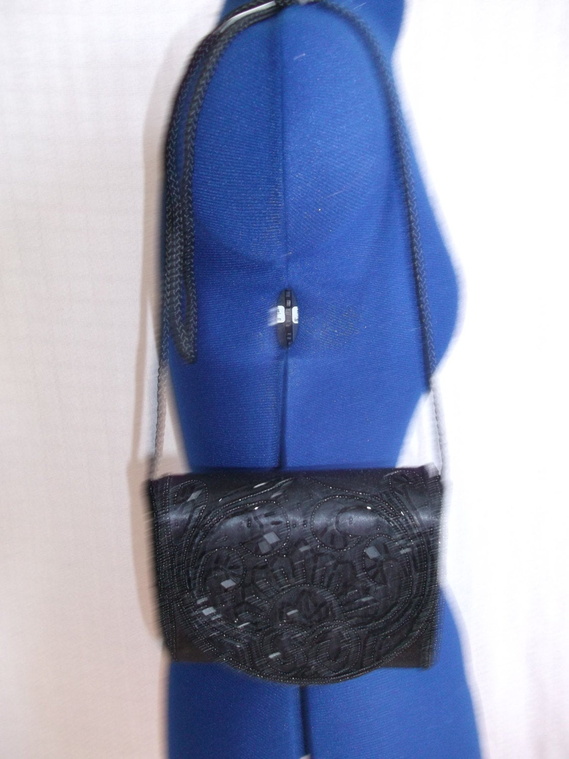 VIntage Glam Unusual black satin shoulder/clutch bag with beadwork detail, fab gift item or party wear accessory Wonkey Donkey Bazaar