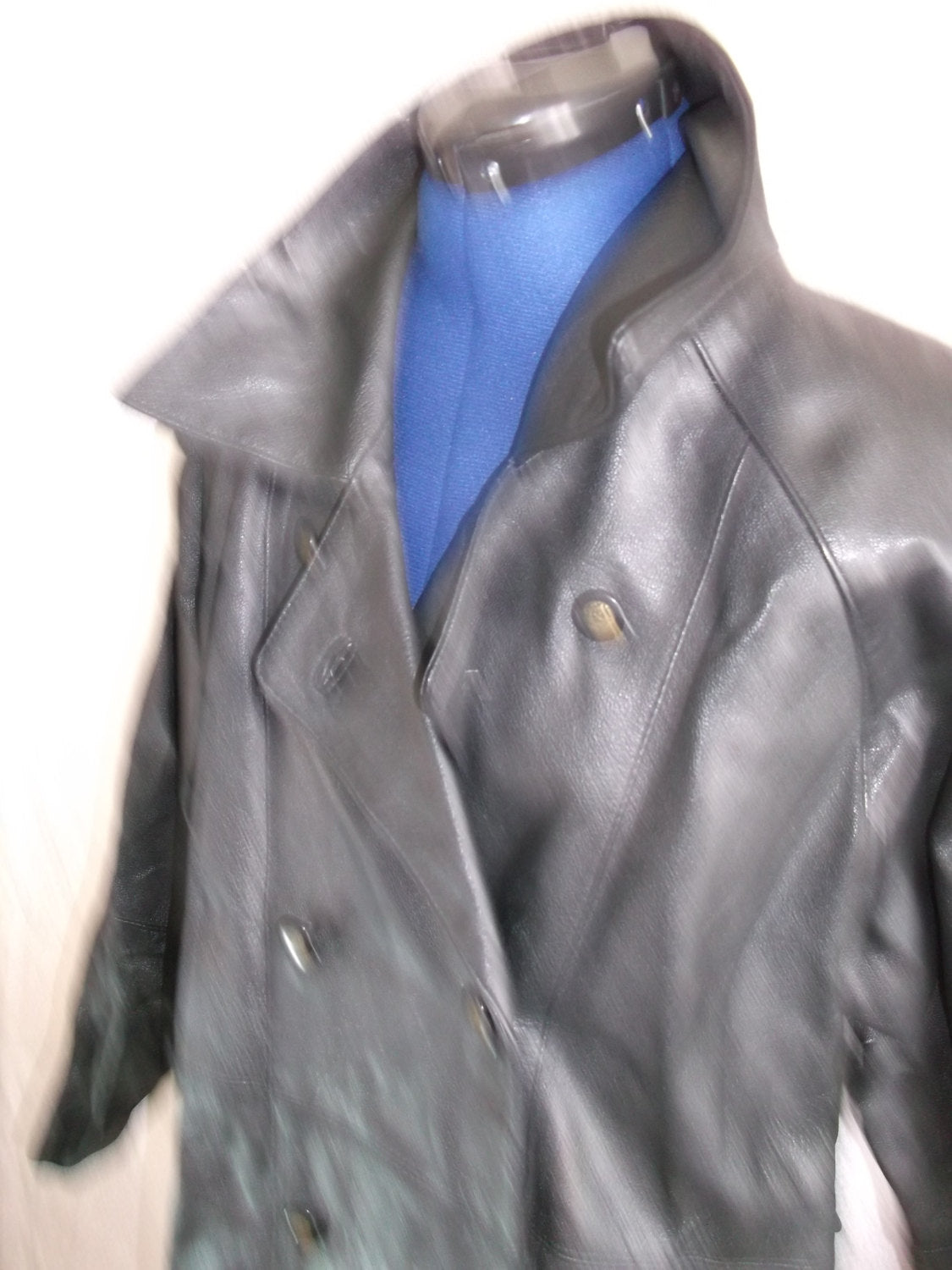 Vintage Black Unisex top quality heavy leather 3/4 length coat, Size 10/12 lined Wonkey Donkey Bazaar
