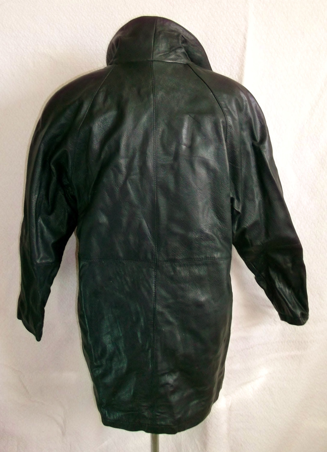 Vintage Black Unisex top quality heavy leather 3/4 length coat, Size 10/12 lined Wonkey Donkey Bazaar