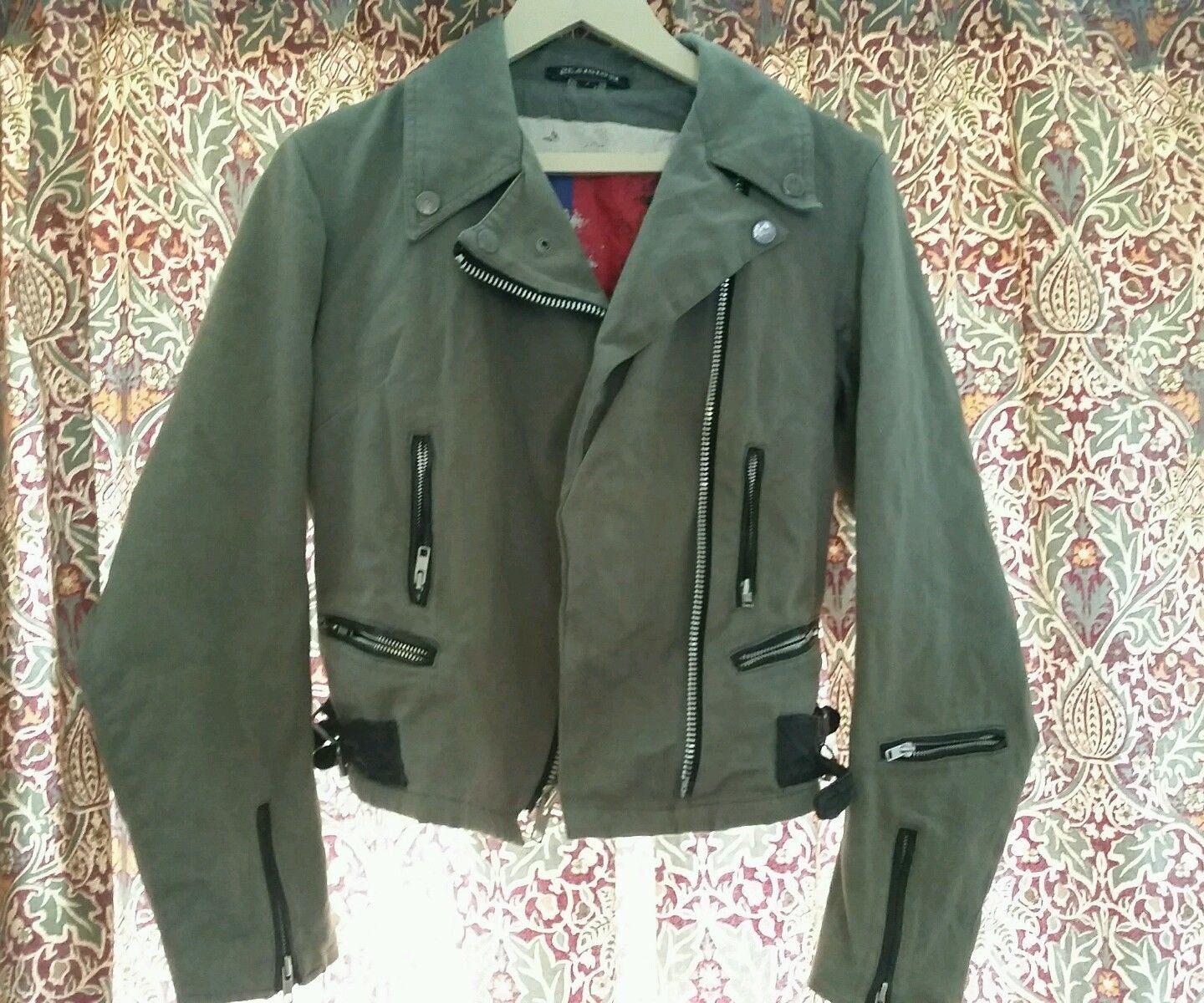 Vintage Religion punk light jacket biker style size 10 appprox.punk as f**.designs inside also. Wonkey Donkey Bazaar