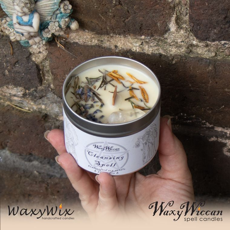 Individual WaxyWiccan Spell candle - x 250 ml with spell cards included. WaxyWix UK
