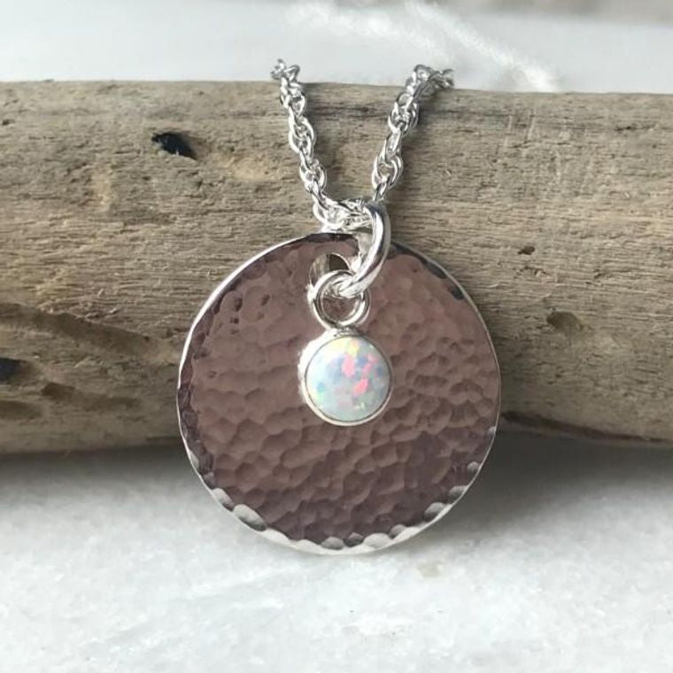 White Opal Disc Necklace Lindsay McDowall Jewellery