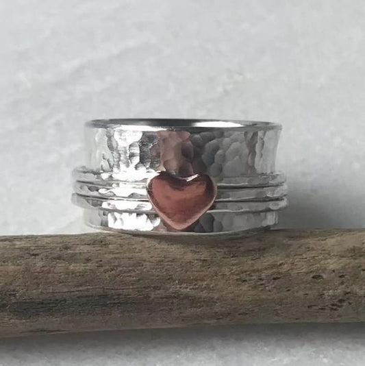 Copper Heart Spinning Ring Lindsay McDowall Jewellery