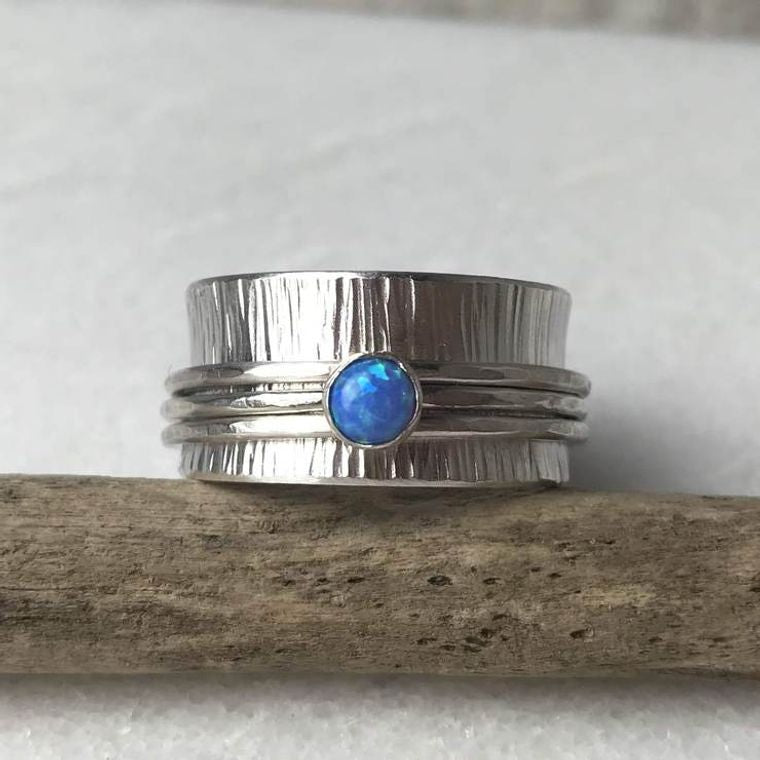 Blue Opal Spinning Ring Lindsay McDowall Jewellery
