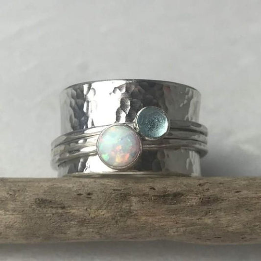 Opal & Topaz Spinning Ring Lindsay McDowall Jewellery