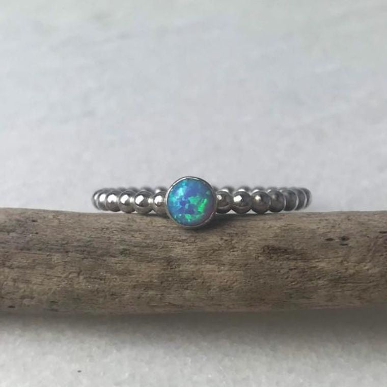 Blue Opal Beaded Ring Lindsay McDowall Jewellery