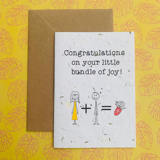 Congratulations on your little bundle of joy ‘girl’ - Wildflower Plantable Seed Card Plantiful Paper Company