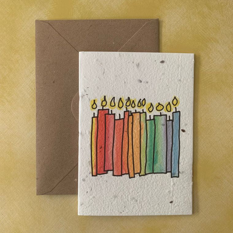Rainbow Birthday Candles - Plantable Botanical Seed Card Plantiful Paper Company