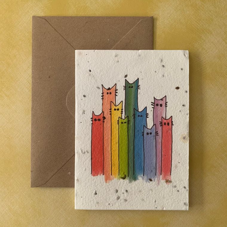 Rainbow Cats - Plantable Botanical Seed Card Plantiful Paper Company