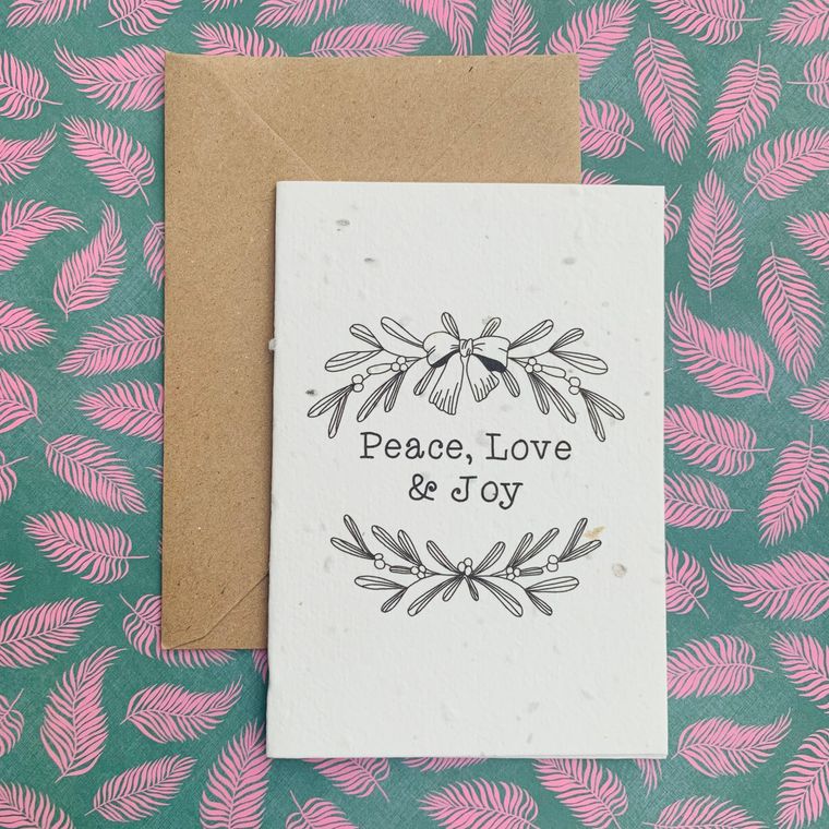 Peace, Love & Joy - Plantable Botanical Seed Card Plantiful Paper Company