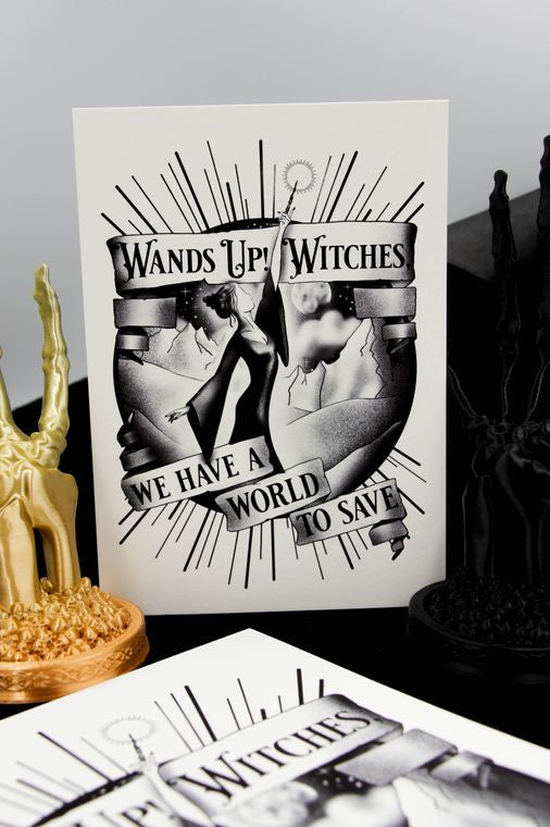 Wands Up Witches Print The Gothic Stationery Company