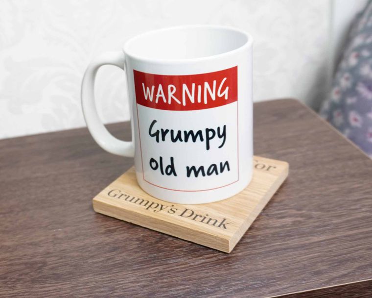 Warning Grumpy Old Man White Ceramic Mug Morning Cuppa Gifts