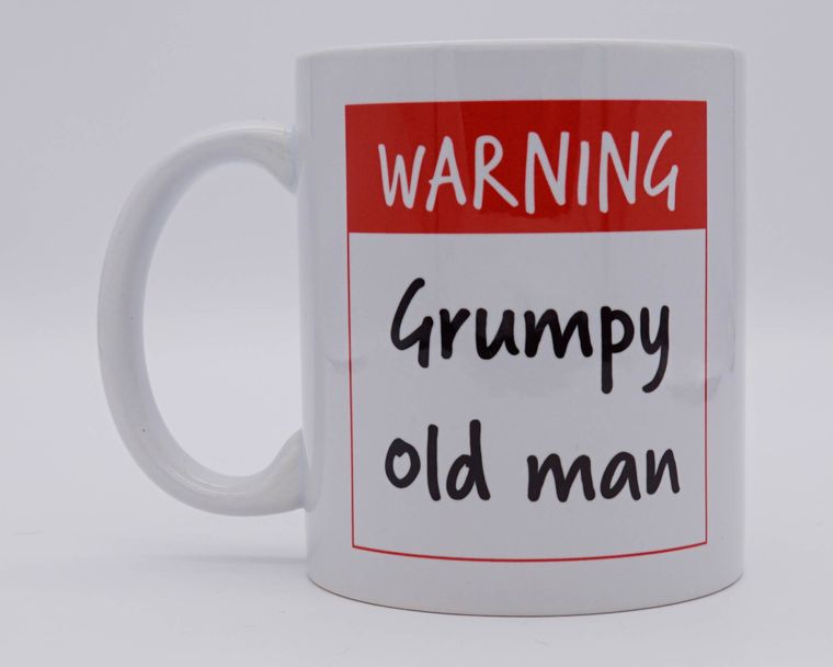 Warning Grumpy Old Man White Ceramic Mug Morning Cuppa Gifts