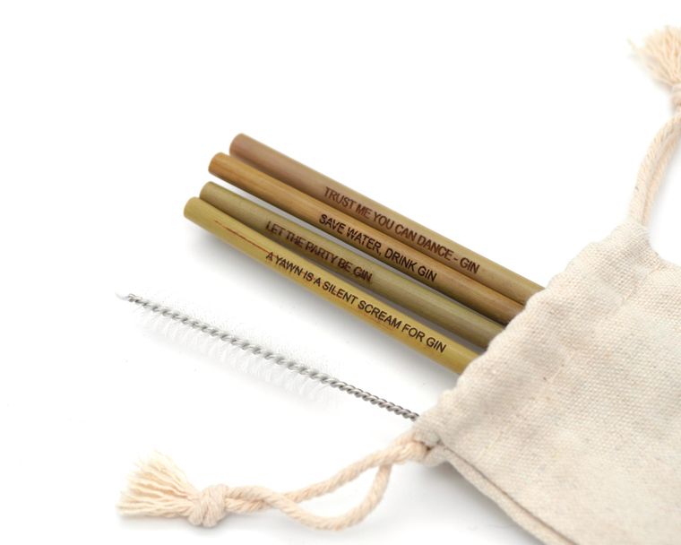 Gin Drinking Gift Bamboo Straw Set Morning Cuppa Gifts
