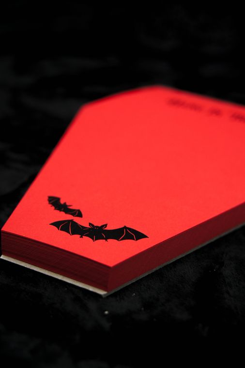Coffin Shaped Bat Notepad | The Vampire's Study The Gothic Stationery Company