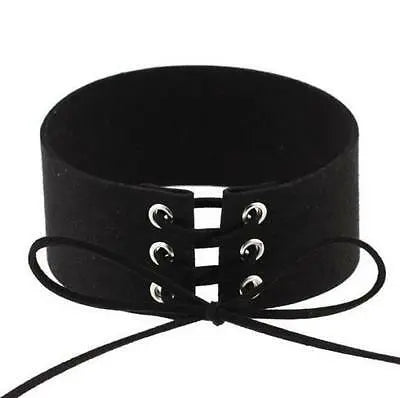 pUNK/Gothic/STEAMPUNK BLACK Choker Lace Up Burlesque Hot Unbranded