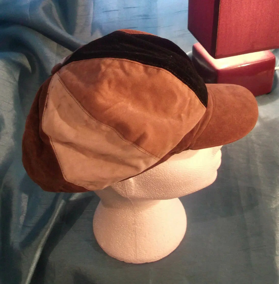 punk vintage brown suede/cream,brown& black bakers boy/peaky blinders/gatsby hat unbranded. vintage