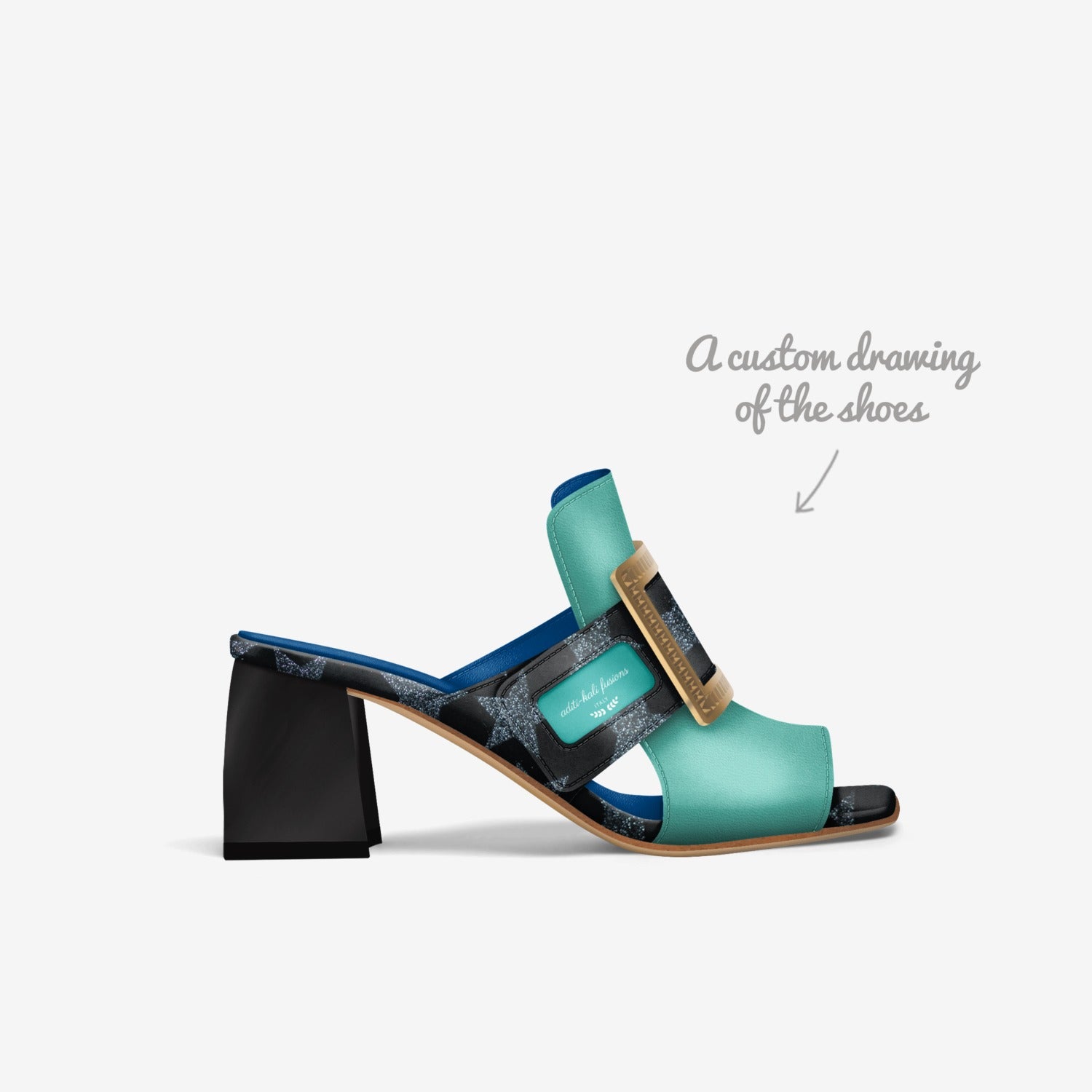 aditi-kali fusions Rich luxe sandal-blue- custom crafted Wonkey Donkey Bazaar