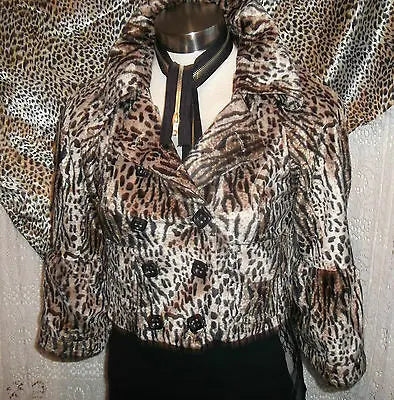 size 8.faux fur leopardskin Evie jacket.silk lined Evie