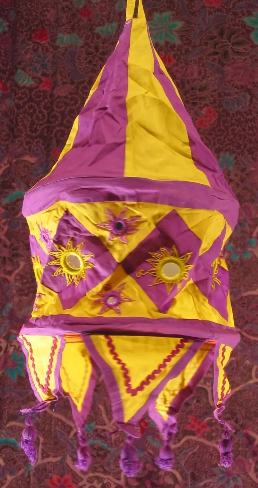 small 1 tier pendant style oriental cotton lampshade.shisha mirrors18" drop. Unbranded