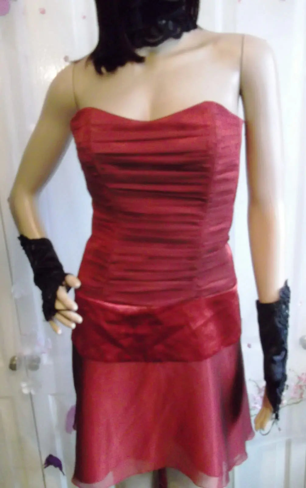 stunning Designer burlesque sexy lace up red corset bustle dress size 10 Charas