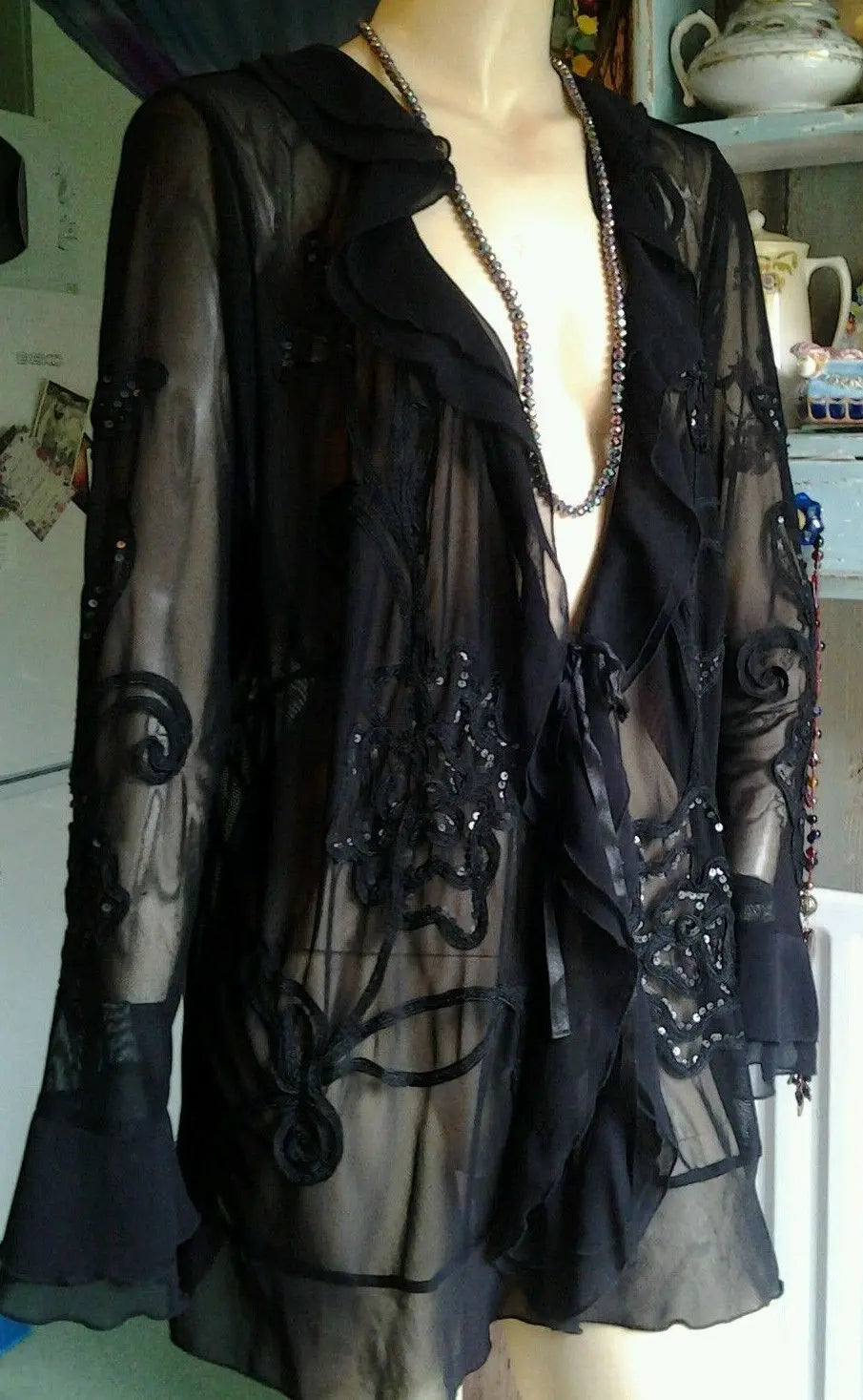 stunning lace steampunk top goth victorian duster tunic Downton gatsby ann harvey