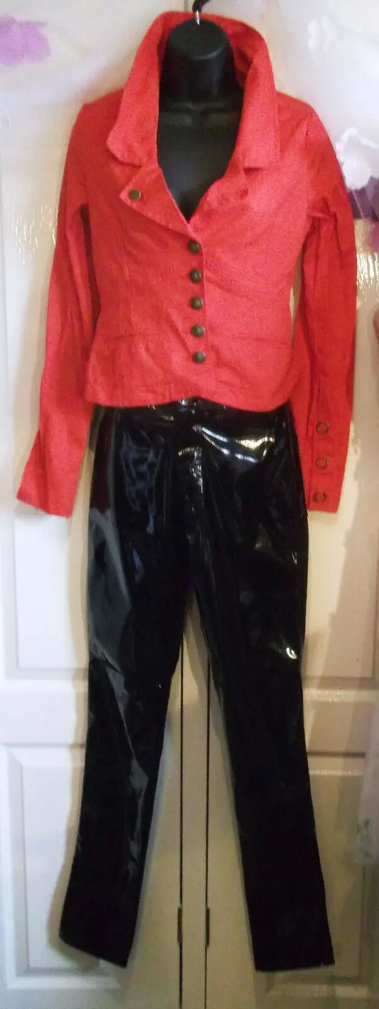 stunning new punkyfish size m red cropped jacket lace-up back-punk/goth/boho Punkyfish