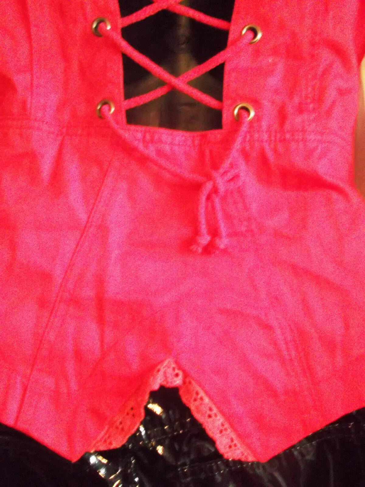 stunning new punkyfish size m red cropped jacket lace-up back-punk/goth/boho Punkyfish