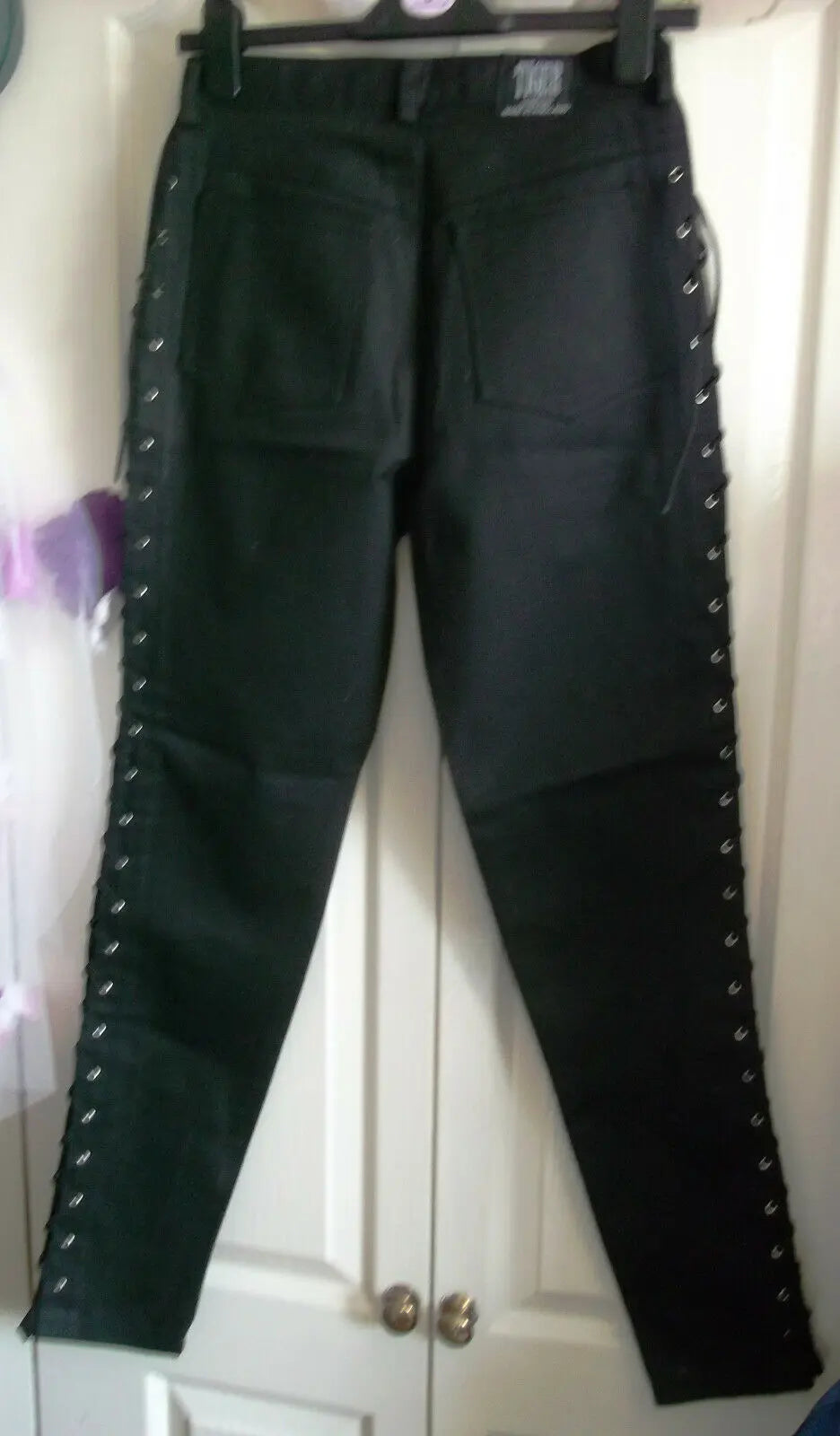 unisex punk  tiger of london.black with lace up sides. new,with labels.28" waist Tiger of London