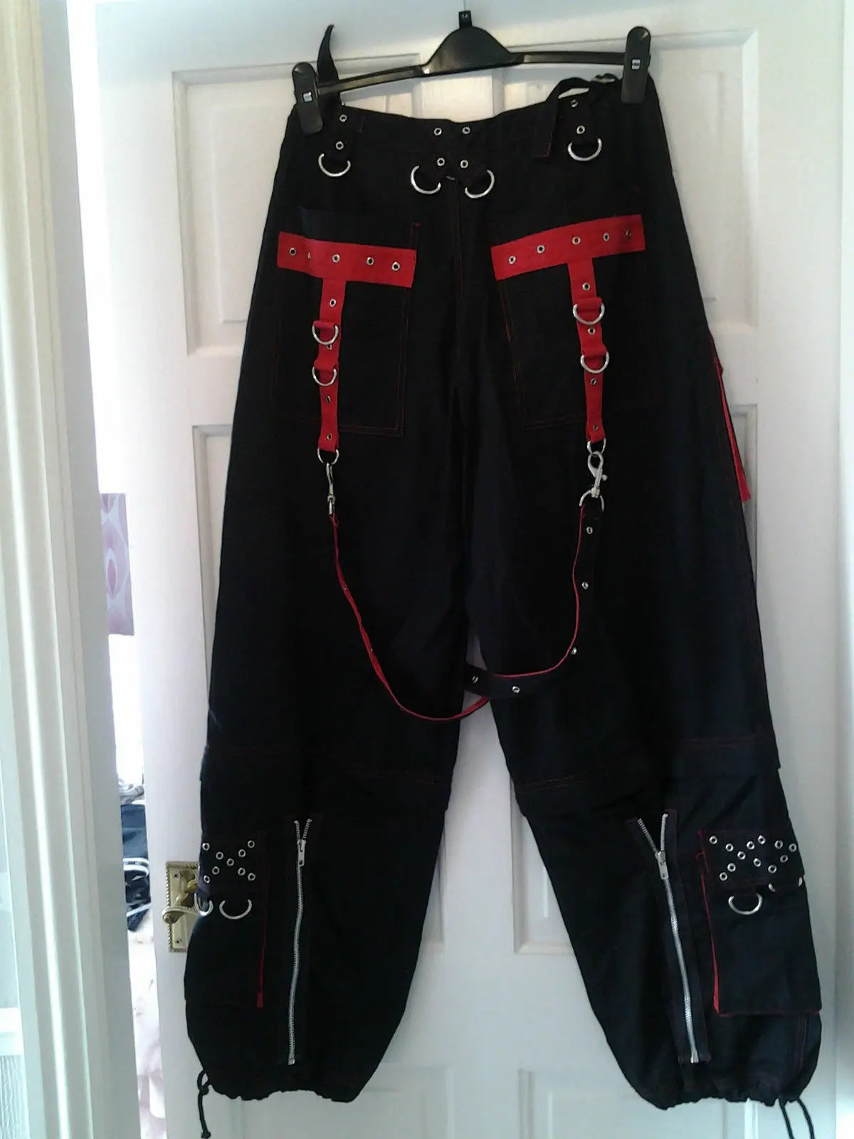 unisex punk Bondage, Goth, punk,retro trousers, straps, zips, lace pockets Unbranded
